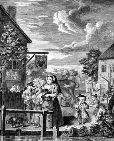 Tijden van de dag - Avond door William Hogarth
