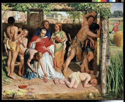 Een bekeerde Britse familie die een christelijke missionaris beschermt tegen de vervolging van de Druïden, 1850 door William Holman Hunt
