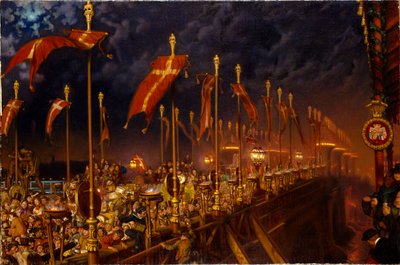 London Bridge op de Nacht van het Huwelijk van de Prins en Prinses van Wales, 1863 door William Holman Hunt