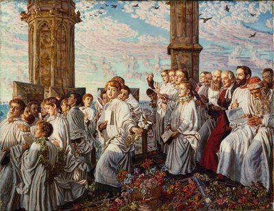 Meimorgen op Magdalen College, Oxford, oude jaarlijkse ceremonie door William Holman Hunt