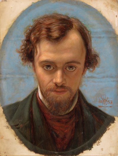 Portret van Dante Gabriel Rossetti door William Holman Hunt