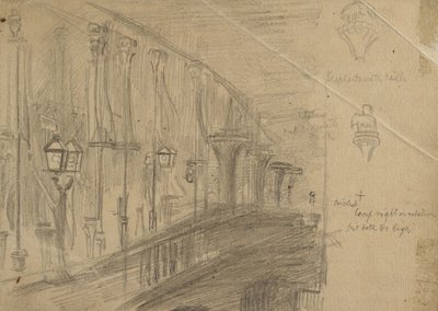 Recto: Studie van London Bridge voor 