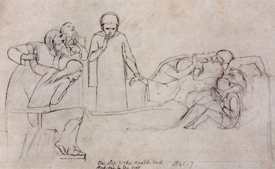 Studies voor de figuren van de dokter, rouwenden en Minerva, 1846 door William Holman Hunt