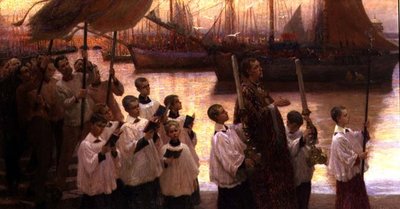 De kerk in Cornwall: een processie op Rogation Day door William Holt Yates Titcomb