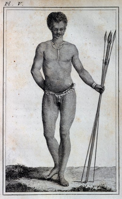 Khoikhoi man (Hottentot), uit Reizen van Le Vaillant naar het binnenland van Afrika via de Kaap de Goede Hoop, in de jaren 1783 door William Home Lizars