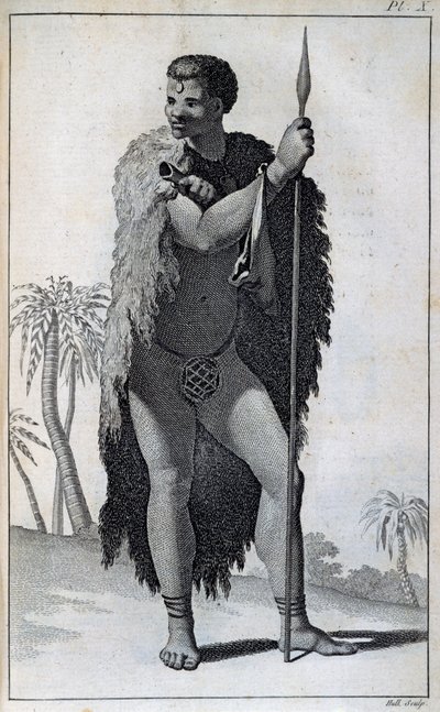 Khoikhoi man (Hottentot), uit Reizen van Le Vaillant naar het binnenland van Afrika via de Kaap de Goede Hoop, in de jaren 1783 door William Home Lizars