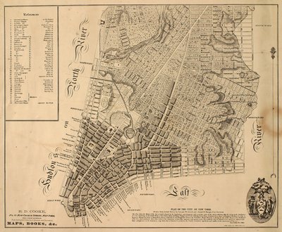 Plattegrond van de stad New York [tot aan East 31st Street], 1817 door William Hooker