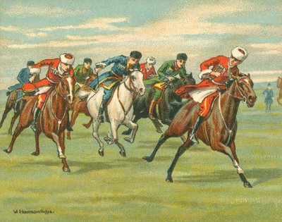 Historische en Moderne Races, Kozakkenpaardenraces (chromolitho) door William Hounsom Byles