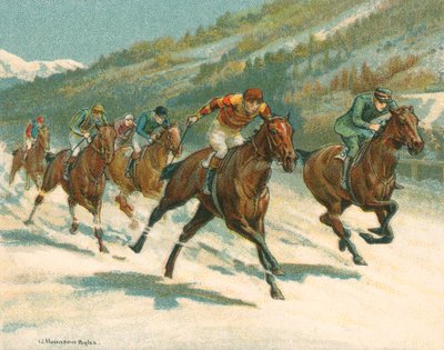 Historische en moderne races, vlak racen (paard) op ijs door William Hounsom Byles