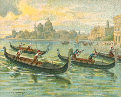 Historische en Moderne Races, Gondelraces (chromolitho) door William Hounsom Byles