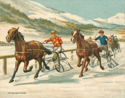Historische en Moderne Races, Drafwedstrijden op IJs (chromolitho) door William Hounsom Byles