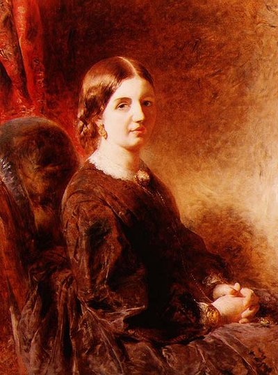 Portret van een vrouw, zittend, vermoedelijk Mrs Huggins door William Huggins