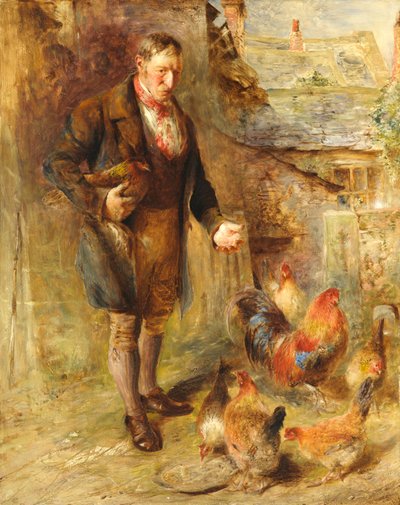 Zelfportret op 38-jarige leeftijd met kippen door William Huggins