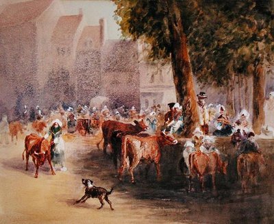 Vroege ochtend op de dorpsveemarkt door William Hunt