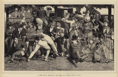 Een Goede Slag, een Schets bij de Eton en Harrow Cricketwedstrijd door William III Bromley
