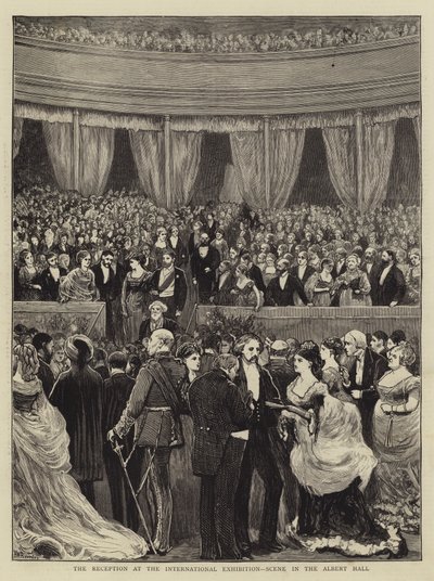 De Receptie op de Internationale Tentoonstelling, Scène in de Albert Hall door William III Bromley