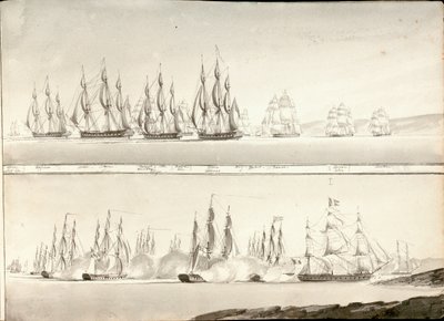 Verschillende manieren van schilderen van linieschepen, begin 19e eeuw door William Innes Pocock