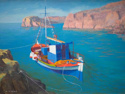 Grieks schip bij Rhodos door William Ireland