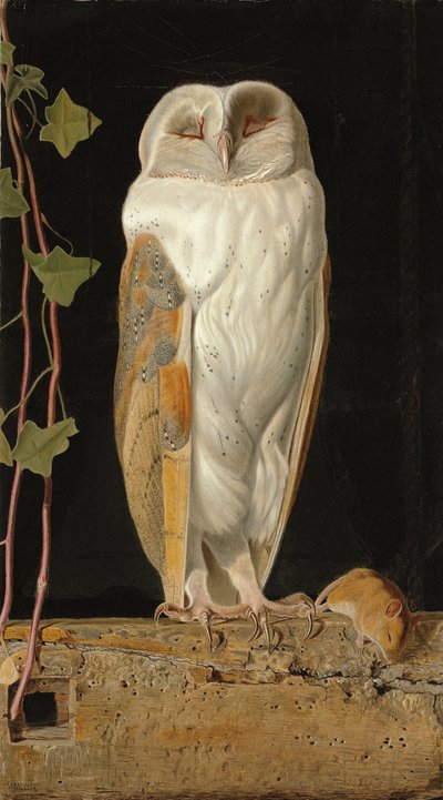 De Witte Uil: "Alleen en verwarmend zijn vijf zinnen, zit de witte uil in de klokkentoren", 1856 door William J. Webbe