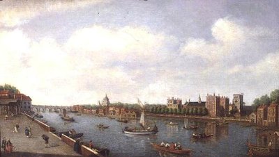Uitzicht op de Theems bij Lambeth Palace, ca. 1770 door William James