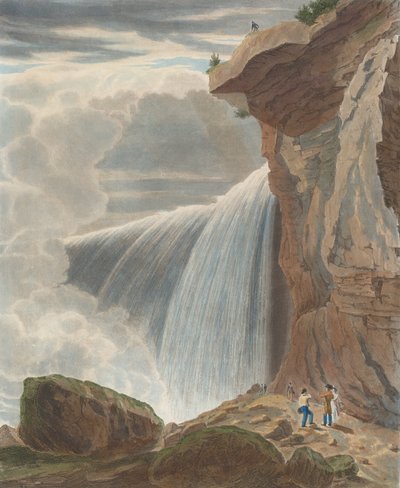 Niagara Falls vanaf Under Table Rock, 1829 door William James Bennett