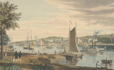 Troy: vanaf de westelijke oever van de Hudson voor het arsenaal van de Verenigde Staten door William James Bennett