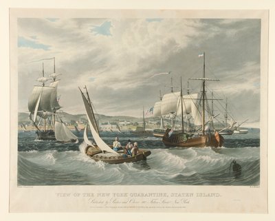 Uitzicht op de Quarantaine van New York, Staten Island. door William James Bennett
