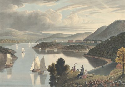 West Point, van boven Washington Valley: Uitzicht op de rivier door William James Bennett