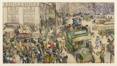 Kerstinkopen, Madison Square, 1912 door William James Glackens
