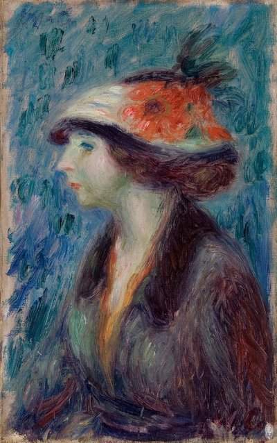 Meisje met bloemenhoed door William James Glackens