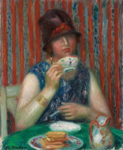 Meisje met theekopje, ca. 1920 door William James Glackens