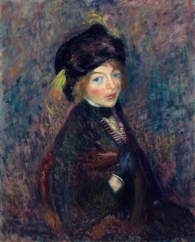 Hoofd van Meisje, Veer in Tulband door William James Glackens