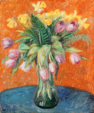 Lavendel tulpen en jonquils door William James Glackens