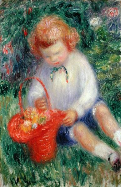 Lenna met een Mand Bloemen door William James Glackens