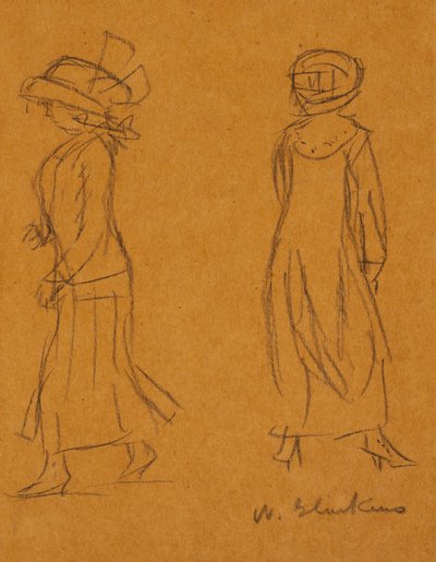 Twee vrouwen die in verschillende richtingen kijken door William James Glackens