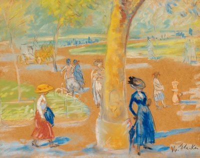 Vrouw met paraplu, Washington Square door William James Glackens