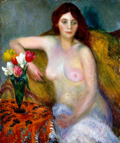 Naakt met Tulpen door William James Glackens