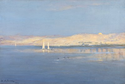 Maanopkomst boven de Nijl, 1900 door William James Laidlay