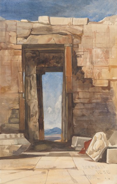 Een deuropening in de Akropolis, Athene door William James Muller