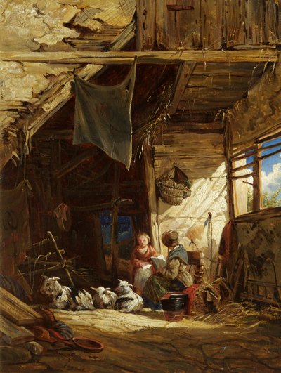 Interieur met Geiten - Bettws-y-Coed door William James Muller