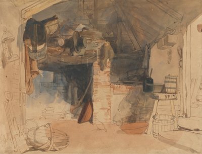 Studie van een Rustieke Interieur Scène door William James Muller