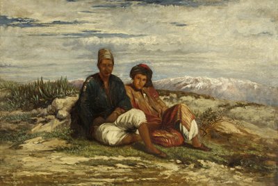 Twee Arabische Figuren Zittend door William James Muller