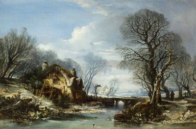 Winterscène, Porlock door William James Muller