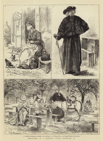 Schetsen in een Normandische ciderboomgaard, II door William John Hennessy
