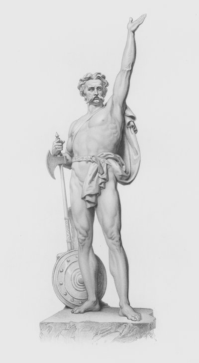 Caractacus, gegraveerd door W Roffe naar het standbeeld van J H Foley, RA (gravure) door William John Roffe