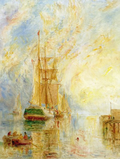 Boot in de haven, zonsondergang door William Joseph J.C. Bond
