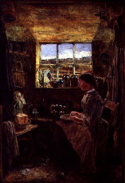 Aardappelen schillen in een keukentje door William Joseph J.C. Bond