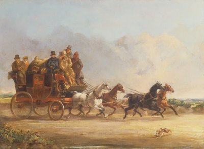 De koets en vierspan van de heer Charles Higgins door William Joseph Shayer