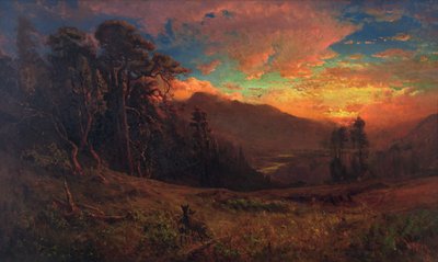 Een herfstachtige zonsondergang aan de Russian River door William Keith