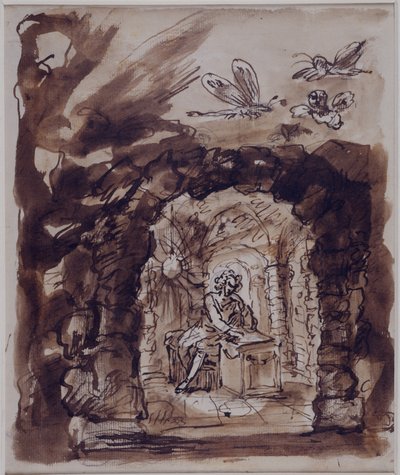 Alexander Pope in zijn grot, ca. 1730 door William Kent